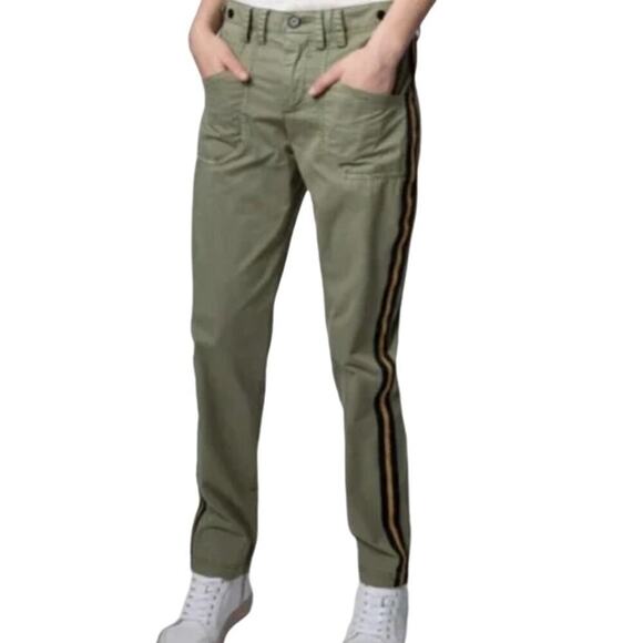 ZADIG & VOLTAIRE PAMELA COTTON‎ TROUSER STRIPE GREEN PANTS SIZE 40 - Picture 1 of 12